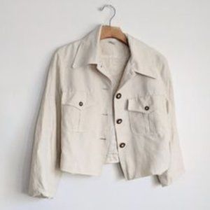 Peter Nygard Vintage Cream Boho Cropped Boxy Jacket 4